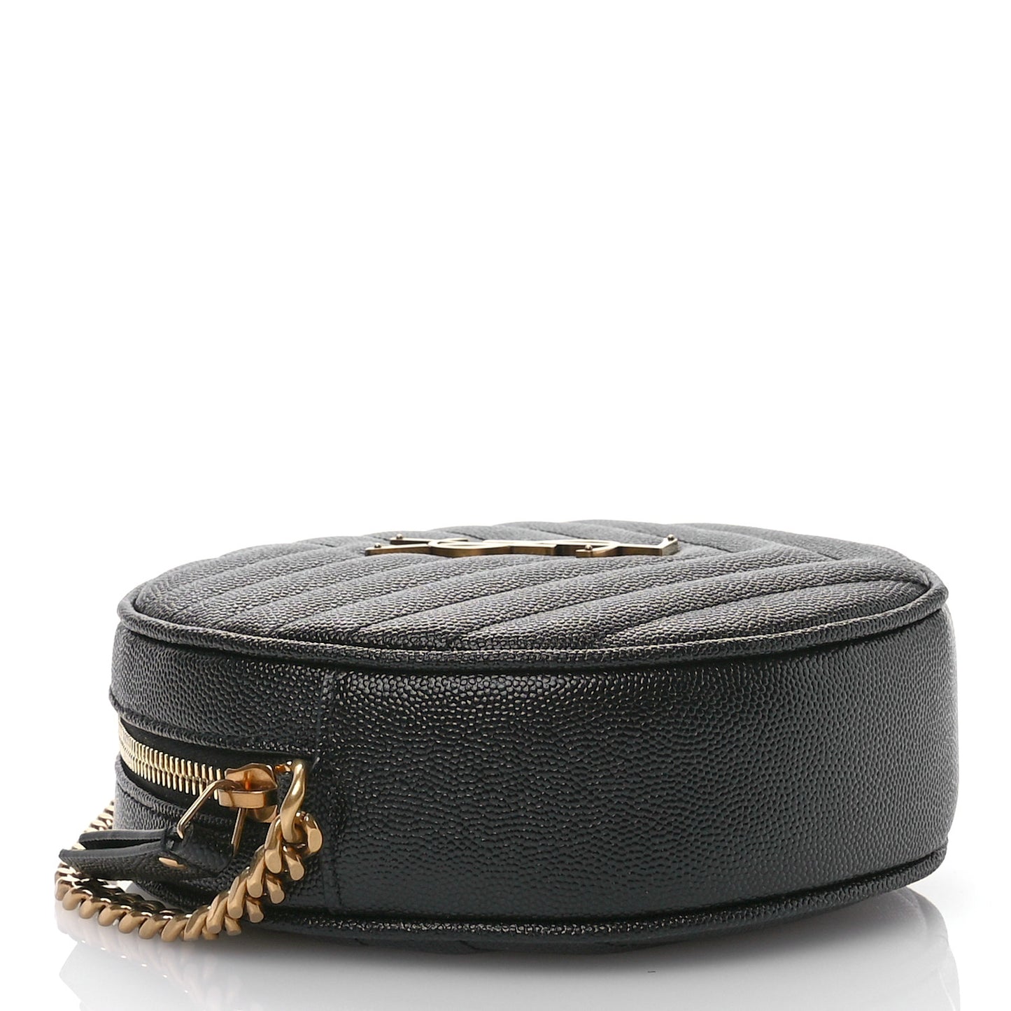 Grain De Poudre Matelasse Chevron Quilted Round Vinyle Camera Bag Black
