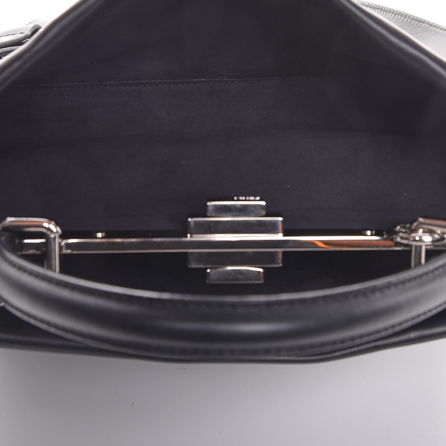Fendi Vitello Seta Python Crocodile Monster Eyes Medium Peekaboo Iconic Satchel Black Girasole 7 of 10