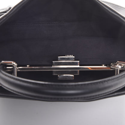 Fendi Vitello Seta Python Crocodile Monster Eyes Medium Peekaboo Iconic Satchel Black Girasole 7 of 10