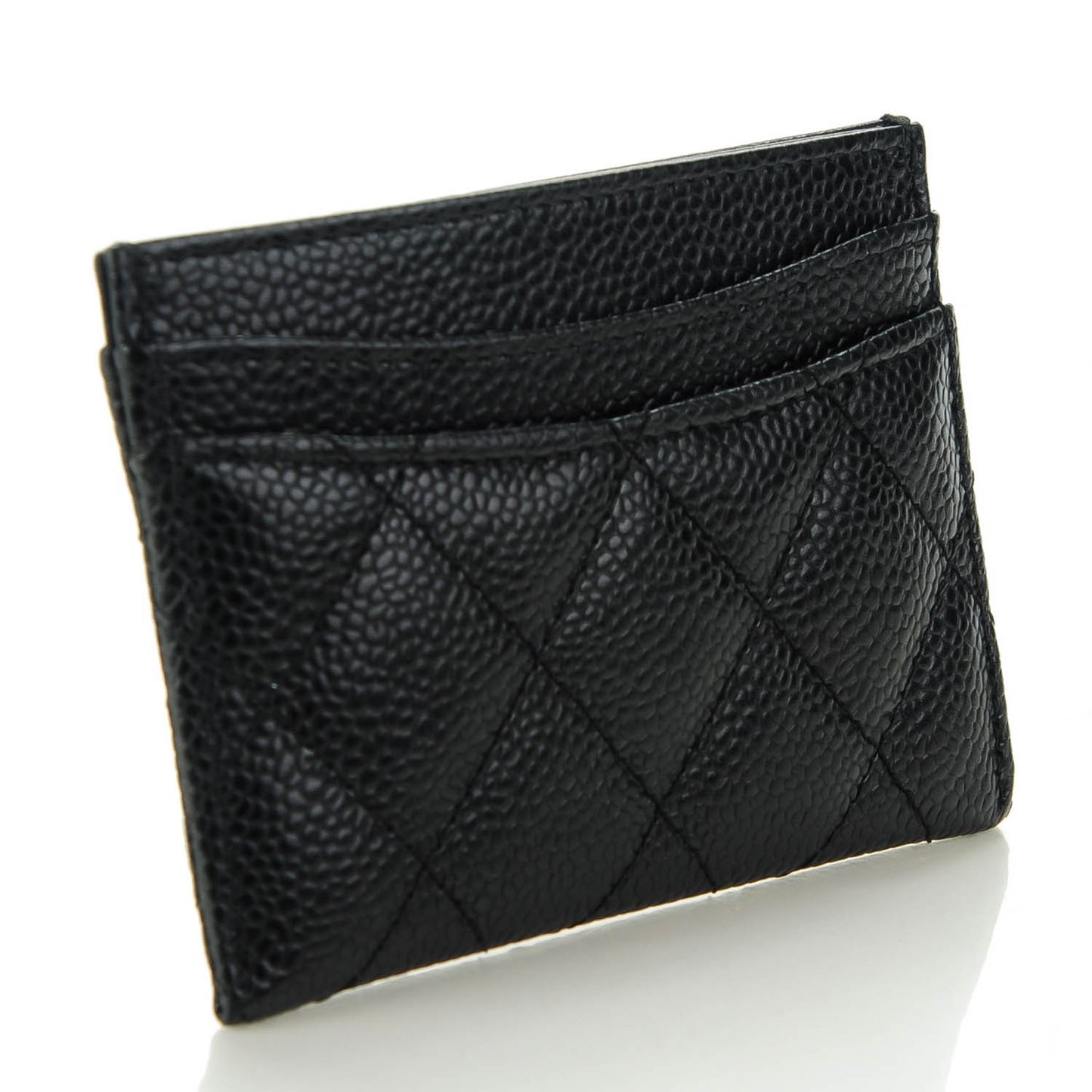 Caviar Quilted Card Holder Black