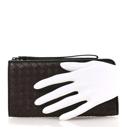 Bottega Veneta Nappa Intrecciato Wristlet Zip Wallet Brown 2 of 9