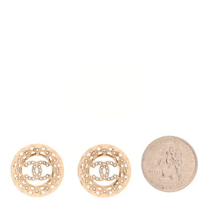 Chanel Crystal CC Round Earrings Gold 2 of 4