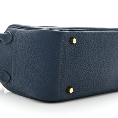Hermes Taurillon Clemence Mini Lindy 20 Bleu Saphir 8 of 9