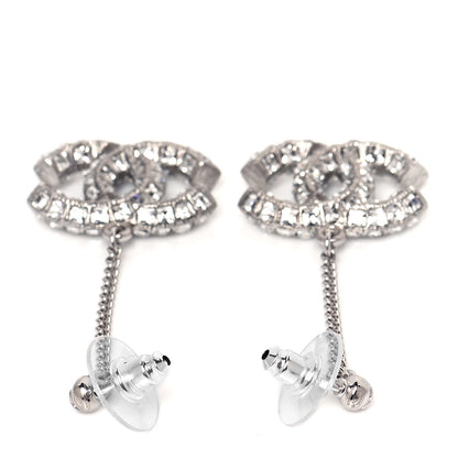 Chanel Baguette Crystal CC Drop Earrings Silver 3 of 4