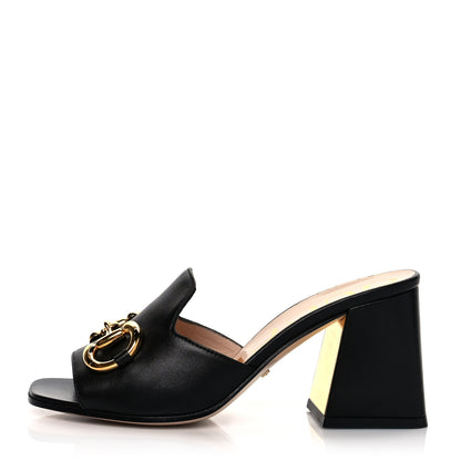 Gucci Nappa Horsebit 75mm Slide Sandals 35.5 Black 1 of 9