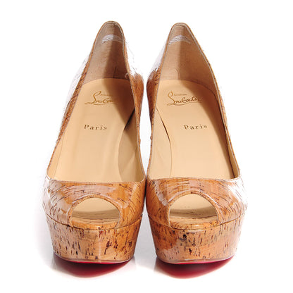 Christian Louboutin Cork Lucido Une Plume 100 Wedges 41 Natural 2 of 6