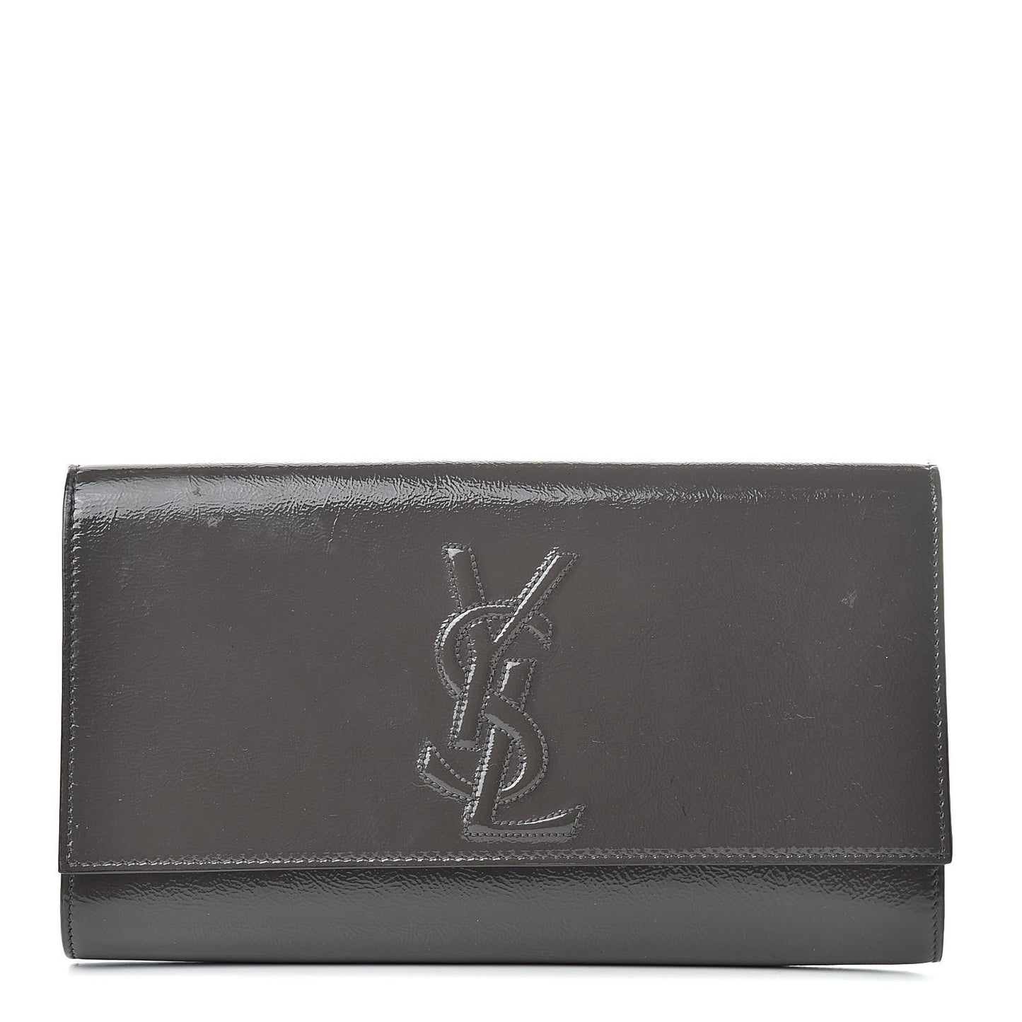 Textured Patent Monogram Large Belle de Jour Clutch Grey