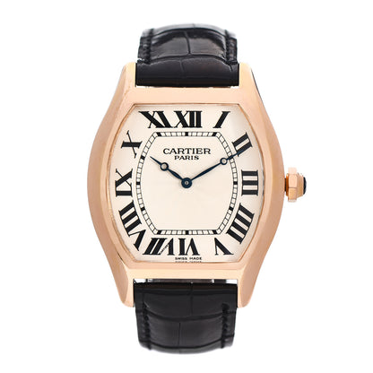 Cartier 18K Pink Gold Alligator 38mm Tortue Manual Winding Watch 1 of 6