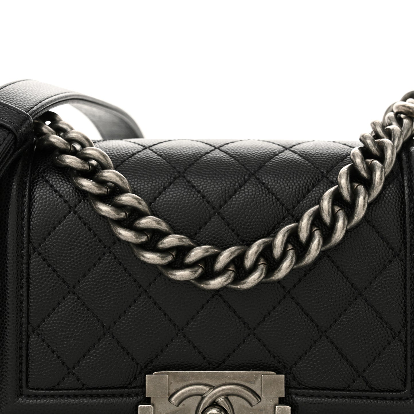 Caviar Quilted Small Boy Flap Black