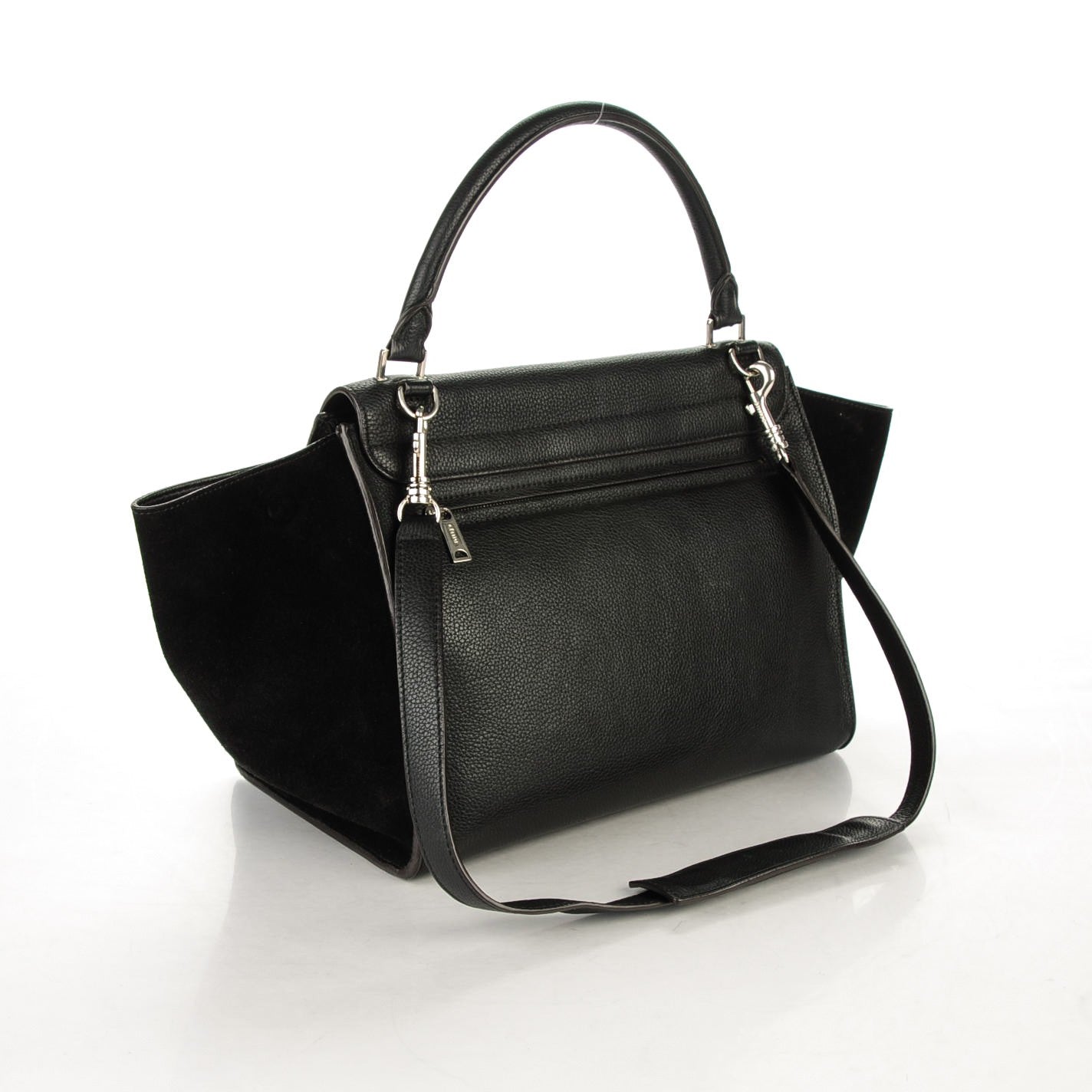 Celine Drummed Calfskin Suede Medium Trapeze Black 3 of 8