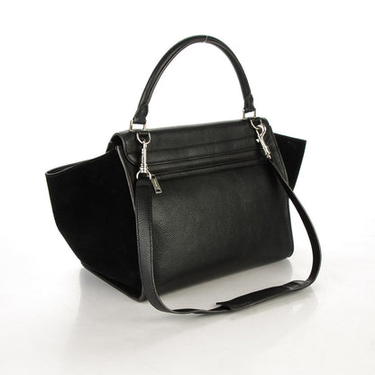 Celine Drummed Calfskin Suede Medium Trapeze Black 3 of 8
