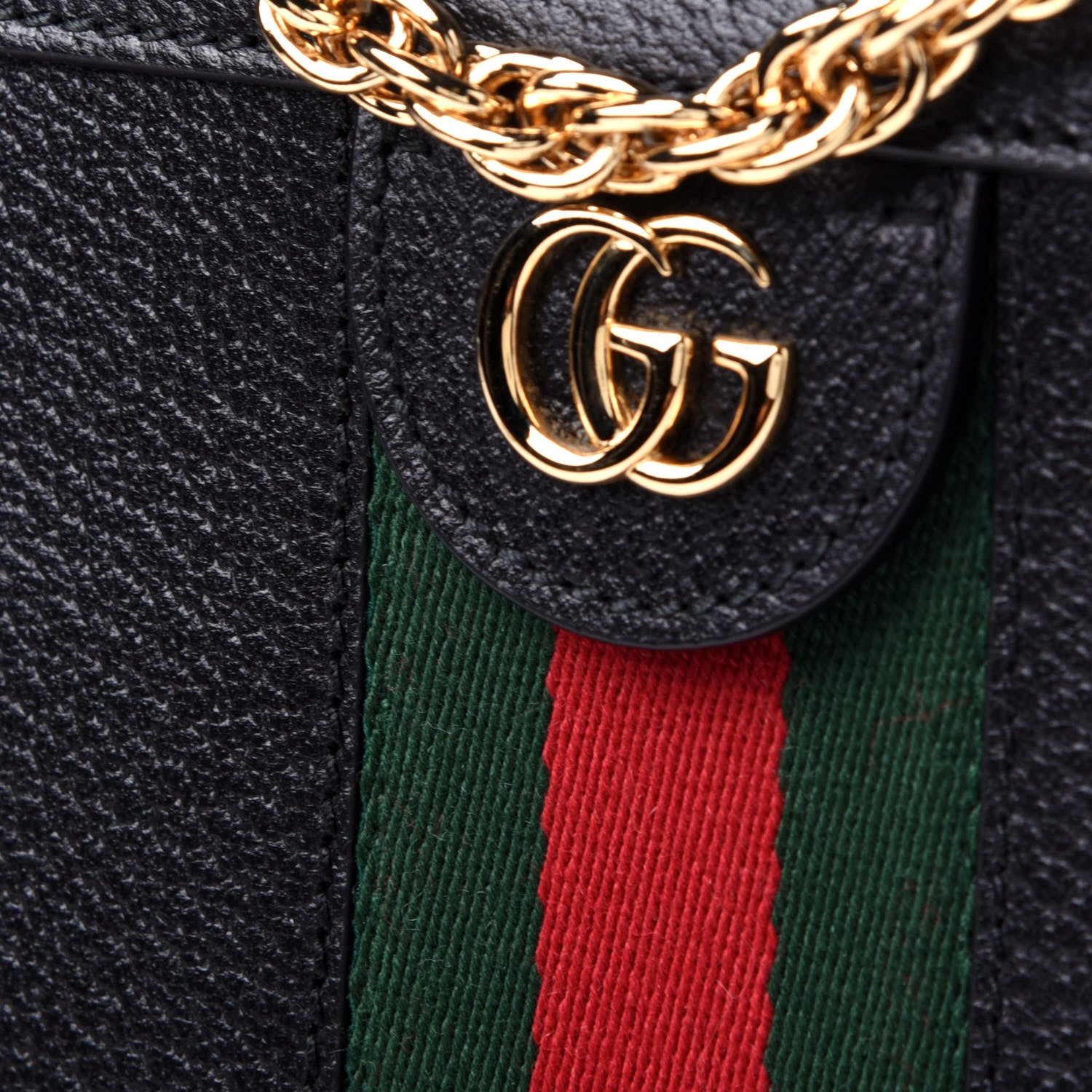 Gucci Calfskin GG Web Small Ophidia Chain Shoulder Bag Black 21 of 21