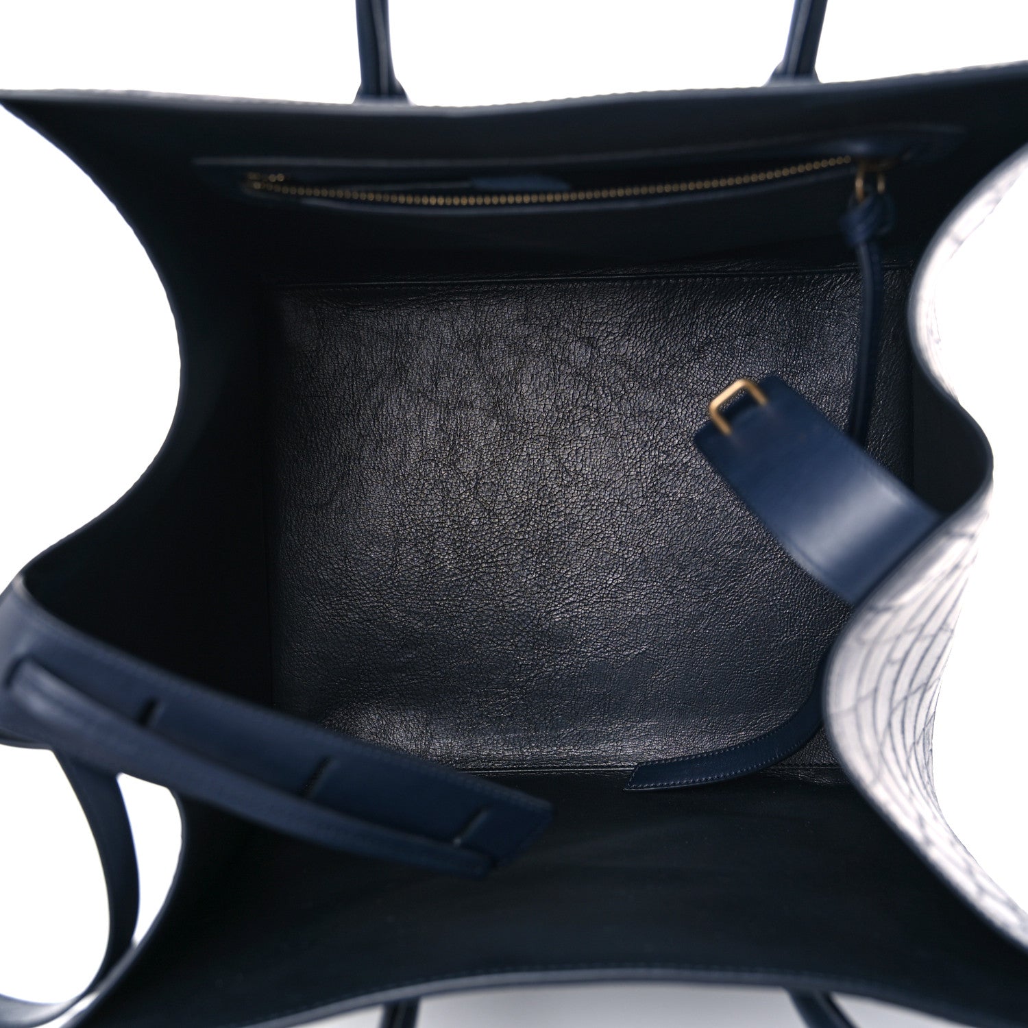 Celine Crocodile Embossed Calfskin Medium Phantom Luggage Navy Blue 5 of 24