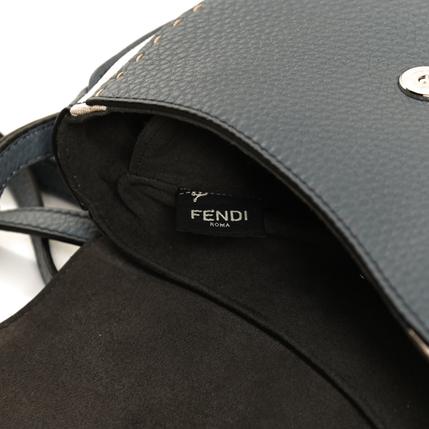 Fendi Cuoio Romano Selleria Seville Canvas Round Saddle Bag Nube Grezzo 9 of 11