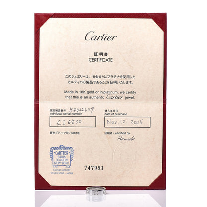 Cartier 18K White Gold 5.5mm LOVE Ring 49 4.75 5 of 5
