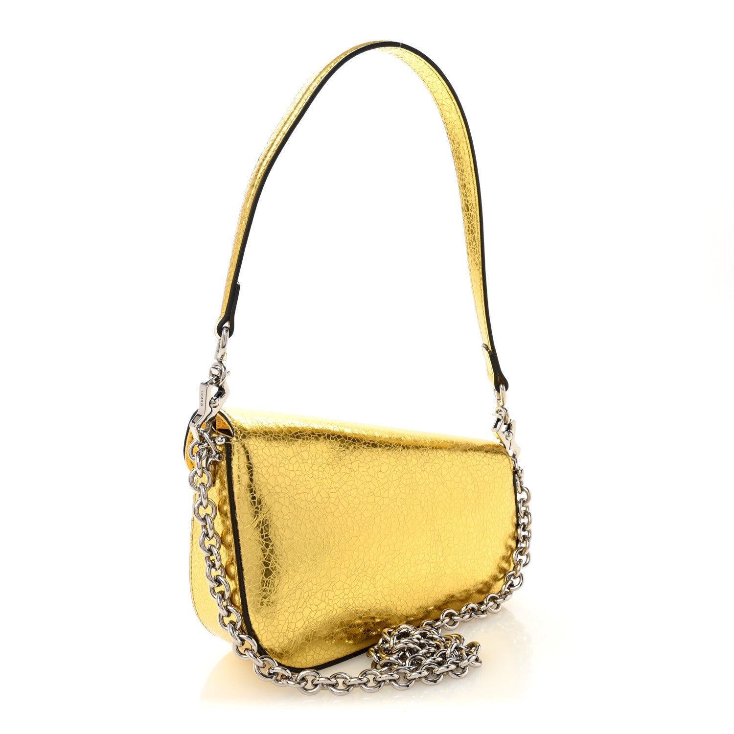 Gucci Metallic Demetra Mini Horsebit 1955 Asymmetric Shoulder Bag Gold 3 of 12