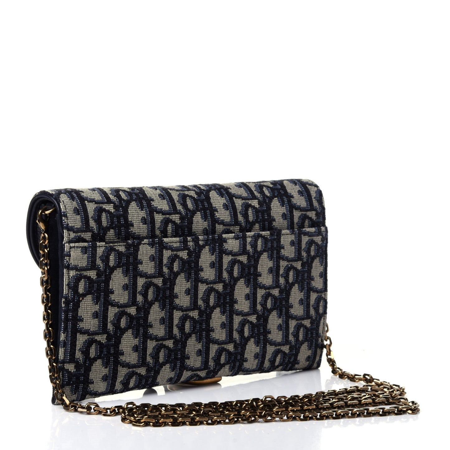 Oblique Saddle Chain Long Wallet Blue