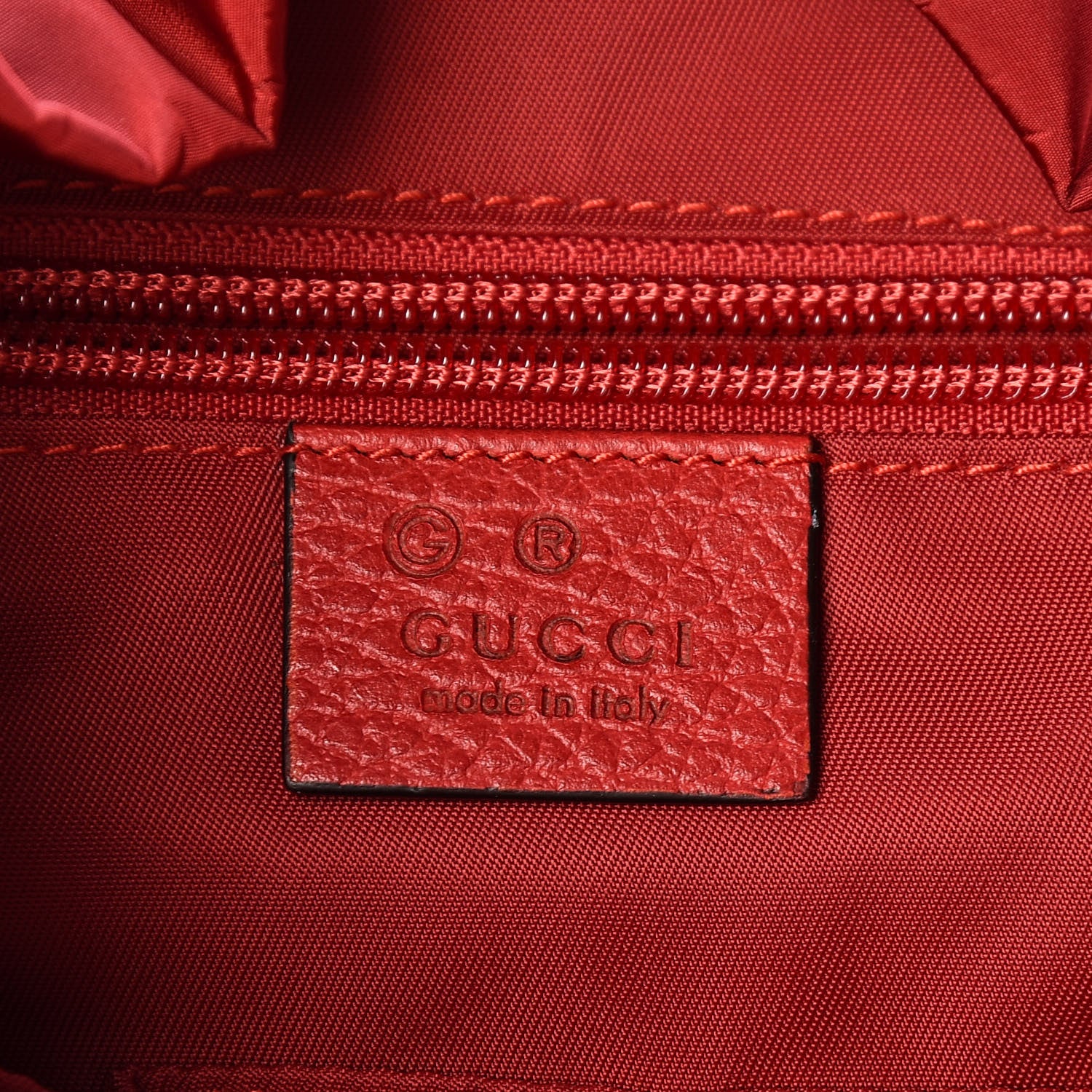 Gucci Nylon Monogram Dollar Calfskin Medium Light Double Buckle Backpack Vibrant Red 8 of 10