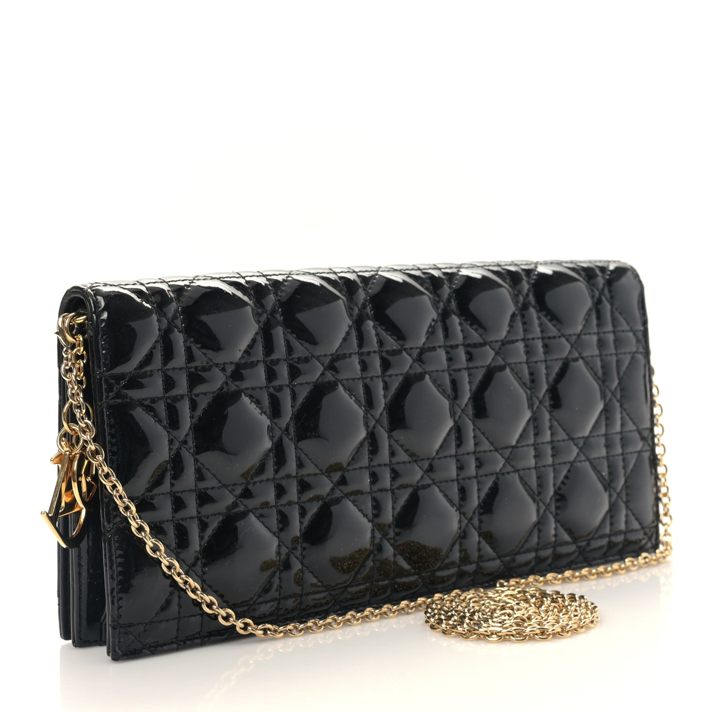 Patent Cannage Lady Dior Convertible Clutch Black