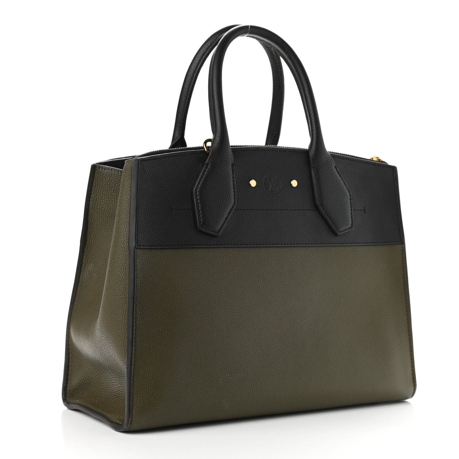 Louis Vuitton Taurillon City Steamer MM Kaki Black 3 of 15