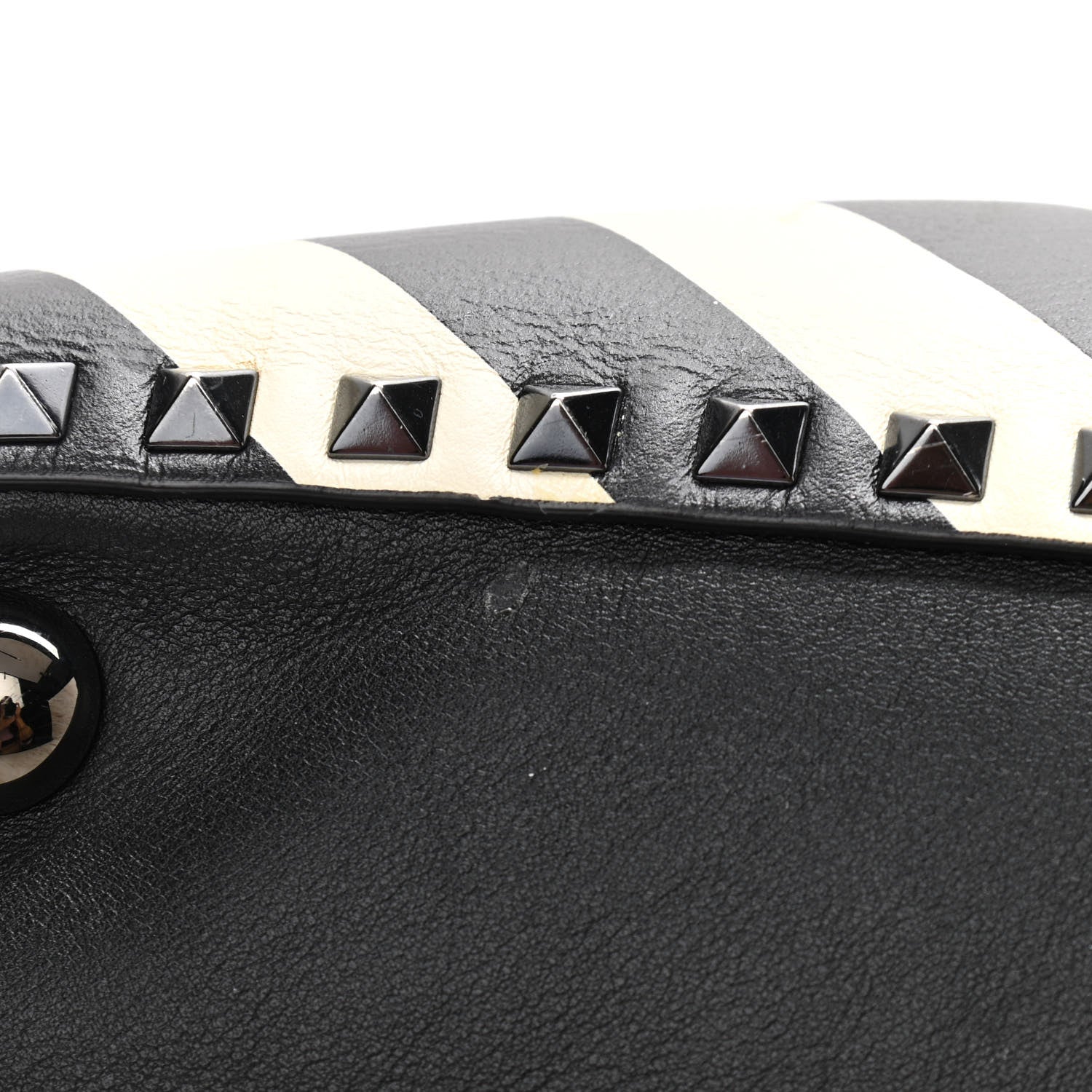 Valentino Garavani Calfskin Chevron Medium Rockstud Tote Light Ivory Black 11 of 14