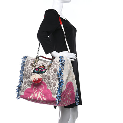 Christian Louboutin Cotton Embroidered Portugaba Tote Ivory Multi 2 of 9