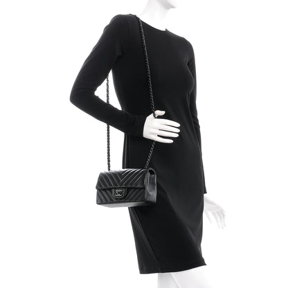 Chanel Lambskin Chevron Quilted Mini Rectangular Flap So Black 2 of 8