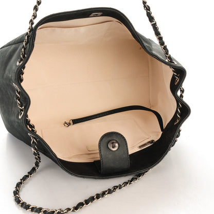 Chanel Iridescent Nubuck Chevron Quilted Supple Rock Large Shopping Tote Black 5 of 8