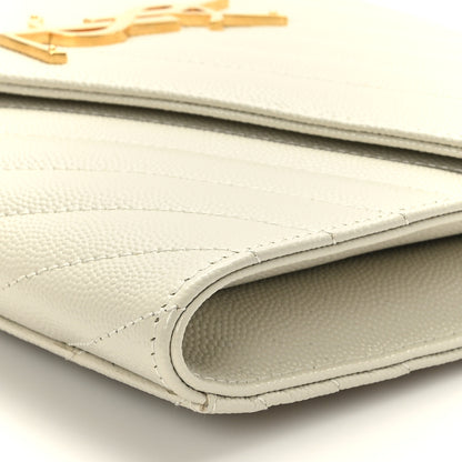 Saint Laurent Grain De Poudre Matelasse Chevron Monogram Envelope Clutch Blanc Vintage 9 of 9
