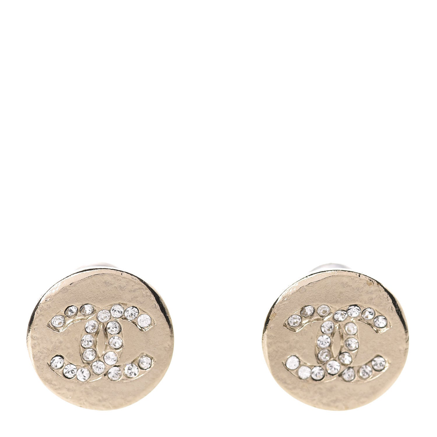 Chanel Crystal Papyrus Stud Earrings Gold 1 of 5