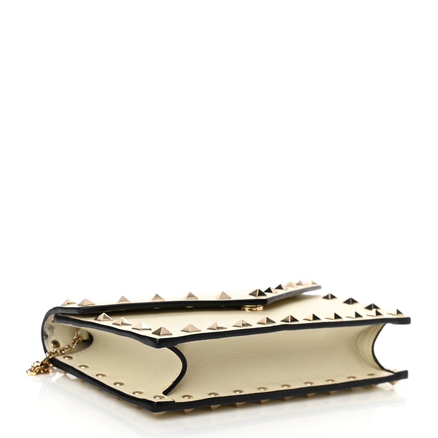 Vitello Rockstud Envelope Wallet on Chain Ivory
