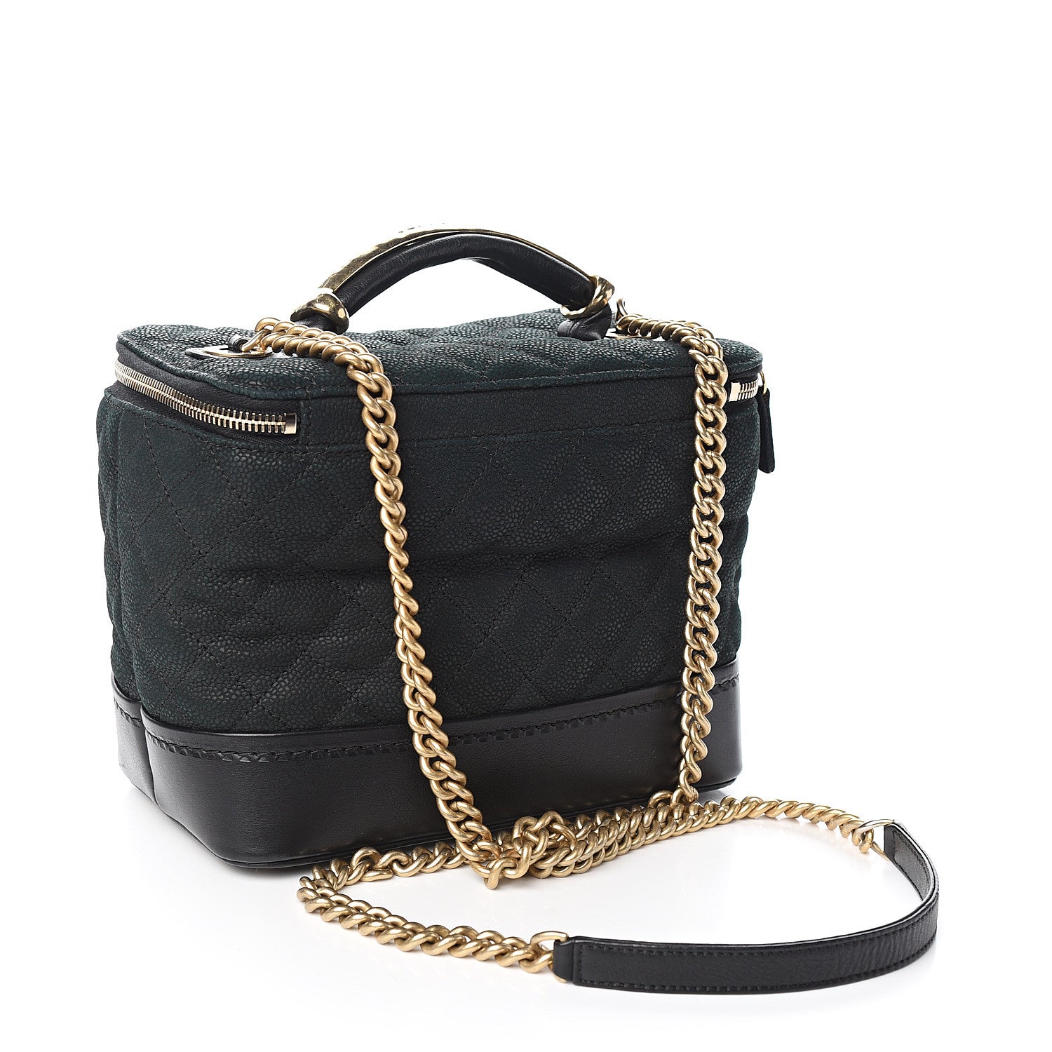 Chanel Iridescent Grained Calfskin Quilted Globe Trotter Vanity Case Black 2 of 9