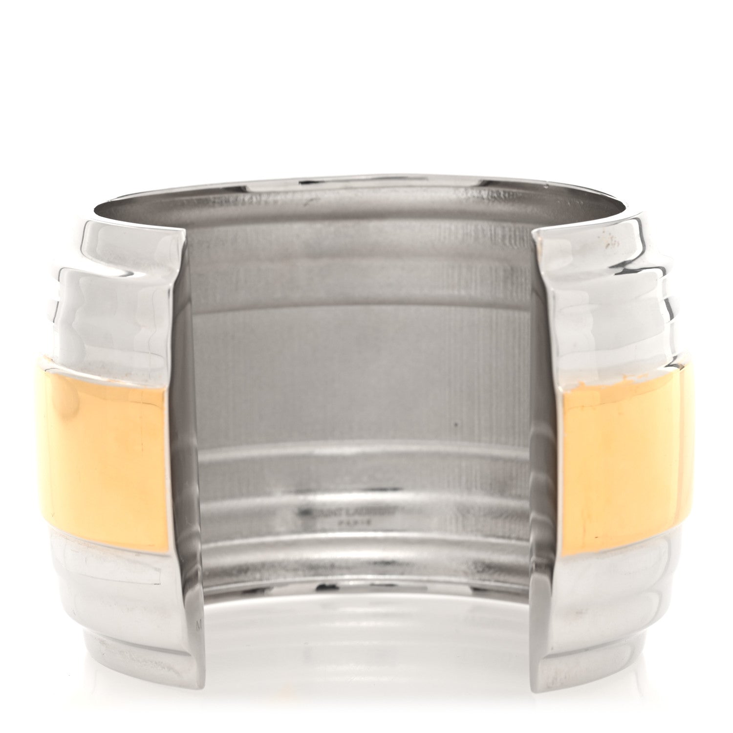 Saint Laurent Metal Two Tone Cuff Bracelet Gold Silver 3 of 4