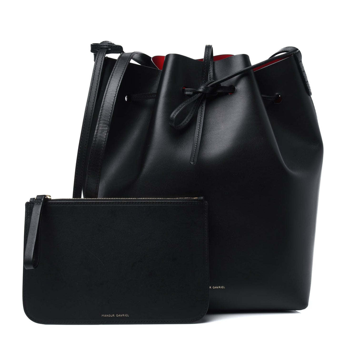 Vegetable Tanned Calfskin Bucket Bag Black Flamma