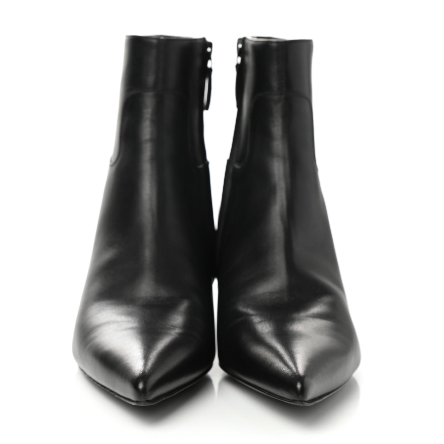 Calfskin Talon Slash Pointed Toe Ankle Boots 39 Black
