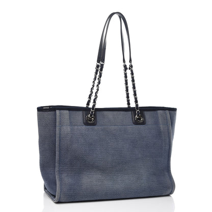 Chanel Canvas Small Deauville Tote Denim Blue 3 of 12