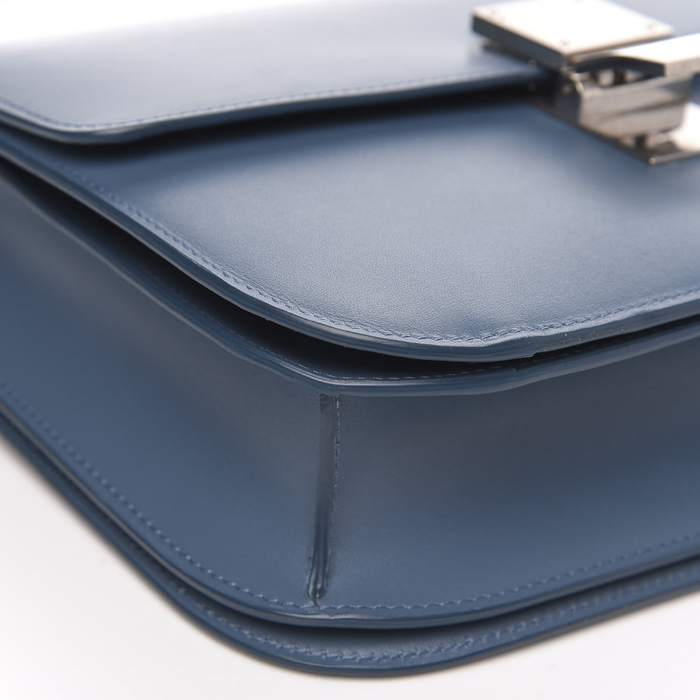 Box Calfskin Medium Classic Box Flap Bag Blue Slate