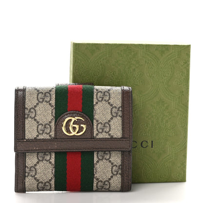 Gucci GG Supreme Monogram Web Ophidia French Flap Wallet Beige New Acero 10 of 10