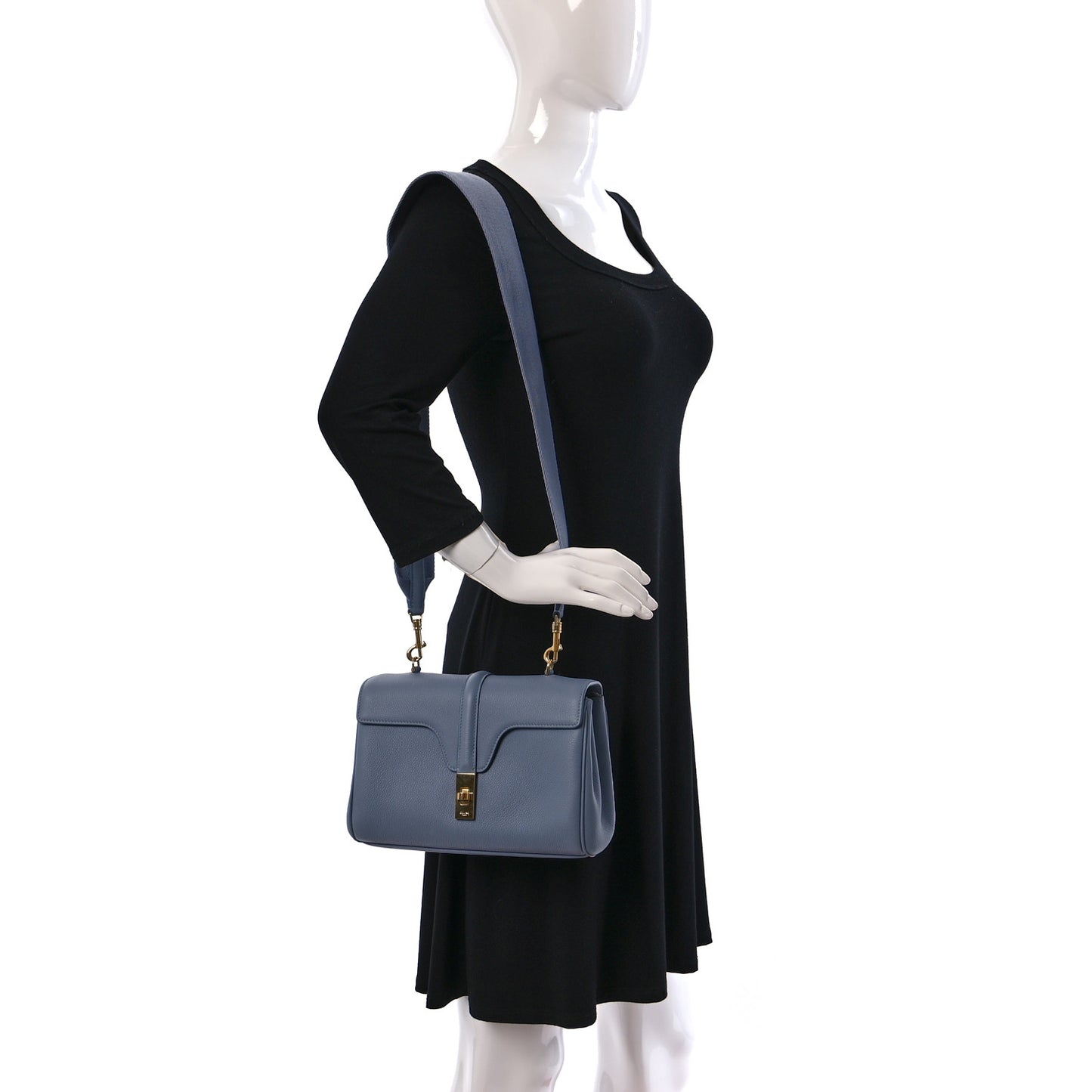 Smooth Calfskin Teen Soft 16 Shoulder Bag Light Grey