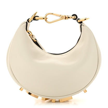 Fendi Vitello Grace Matte Nano Fendigraphy Hobo Charm White Ice 1 of 10