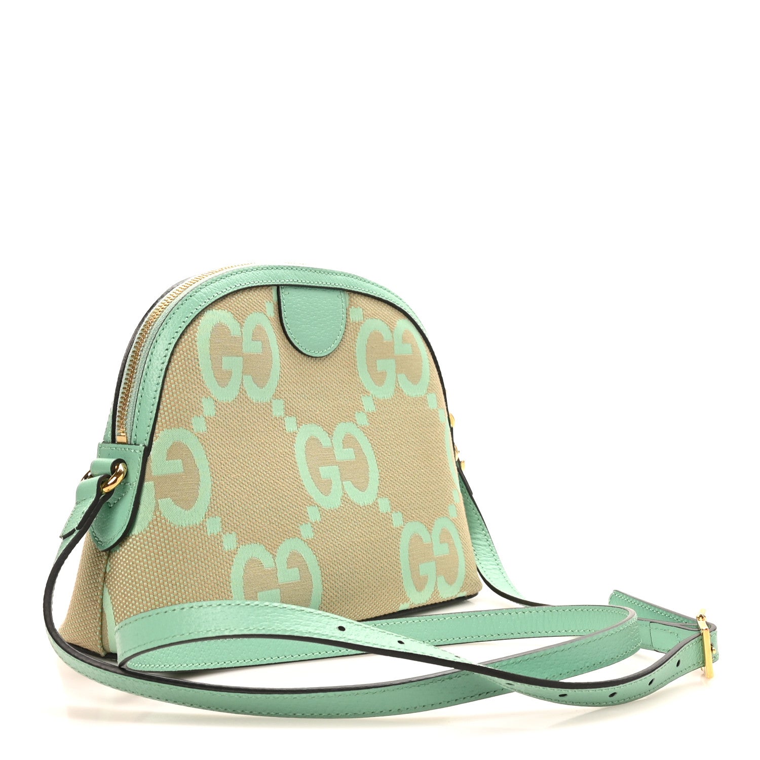 Gucci Monogram Jumbo GG Textured Dollar Calfskin Small Ophidia Dome Shoulder Bag Beige Pepperlight Mint 3 of 10