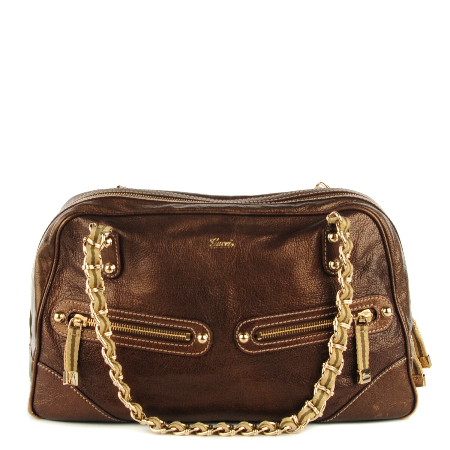 Gucci Metallic Capri Large Bowler Bronze 1 of 8