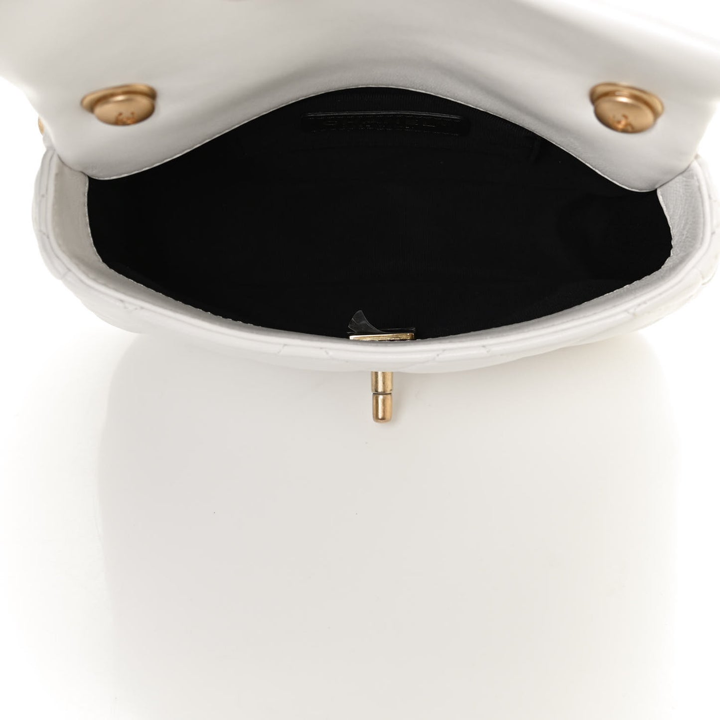 Lambskin Quilted Mini Lacquered Chain Flap White