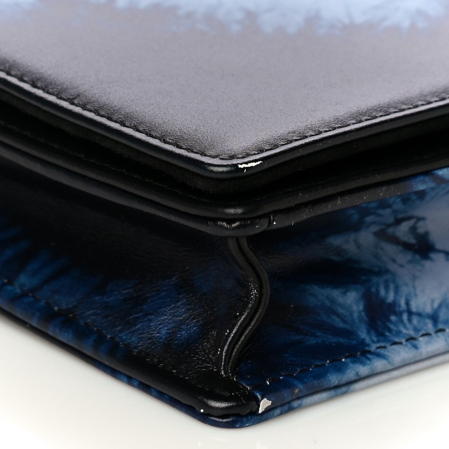 Christian Dior Calfskin Tie Dye Wallet On Chain Blue 9 of 15
