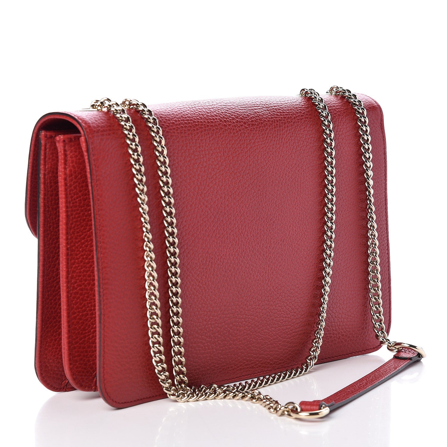 Gucci Dollar Calfskin Interlocking G Shoulder Bag Red 3 of 10