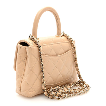 Chanel Caviar Quilted Coco Handle Clutch With Chain Beige 3 of 10