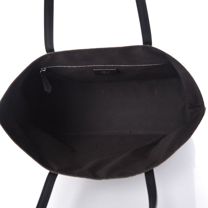 Fendi Glazed Fabric Vitello Century FF 1974 Stamp Patch Shopping Tote Mogano Panna Black 5 of 9