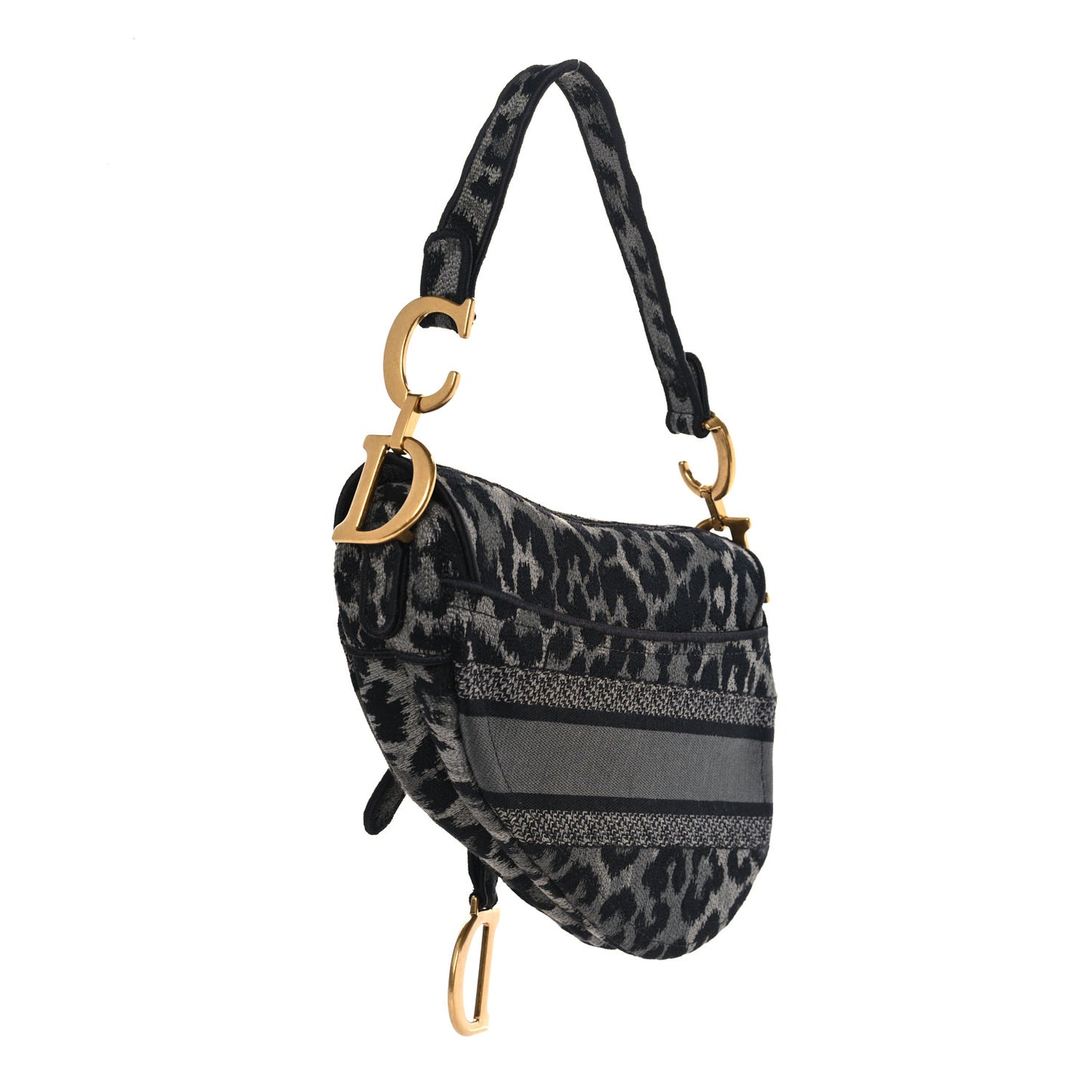 Canvas Mizza Embroidered Saddle Bag Gray