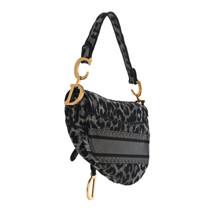 Christian Dior Canvas Mizza Embroidered Saddle Bag Gray 3 of 9