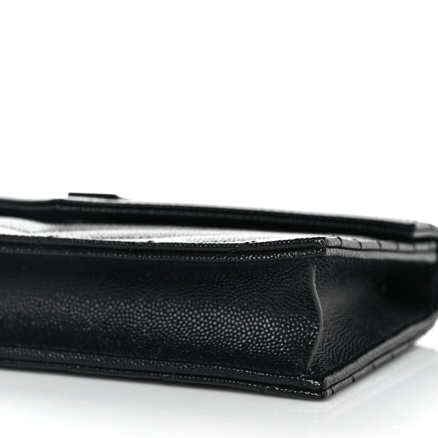 Grain De Poudre Matelasse Chevron Monogram Monochrome Envelope Chain Wallet Black